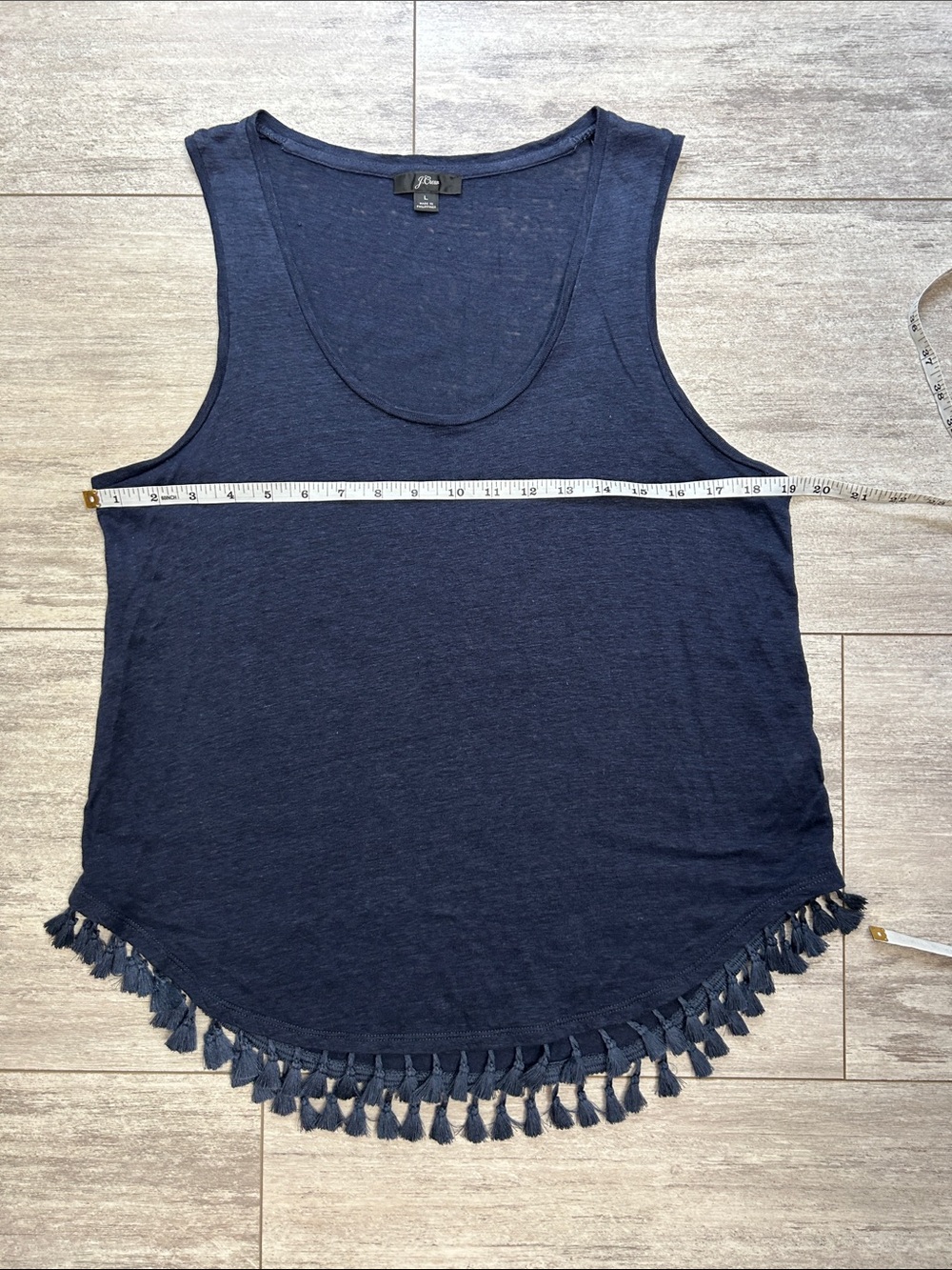 J. Crew Linen Navy Tassel-Hem Tank & Linen White Tiered Tank Duo - Picture 10 of 13